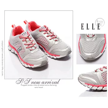 ELLE active 俏麗潮流。異材質混搭運動休閒鞋_銀36銀色