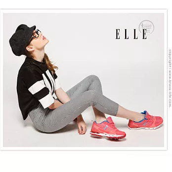 ELLE active 亮彩潮流。異材質混搭運動休閒鞋_粉36粉色
