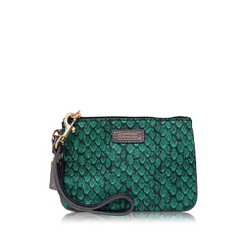 COACH 蛇紋造型手拿包_銀/綠色