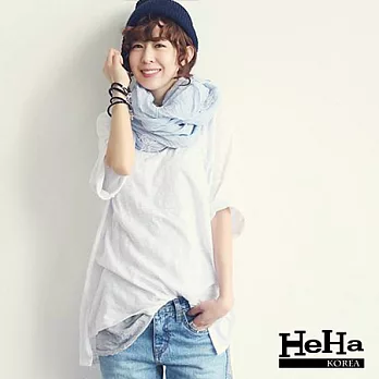 上衣 純棉寬鬆短袖薄款上衣 白色-HeHa-FREE*