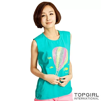 【TOP GIRL】夢想氣球無袖圓領背心-女S北卡藍