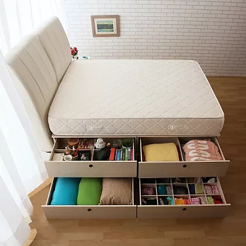 【契斯特】雙層收納抽屜床組(日式全包覆式床墊+收納床底)-加大英倫白