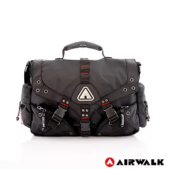 【美國 AIRWALK】三叉扣方形側背大包 (共三色)紅字黑