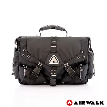 【美國 AIRWALK】三叉扣方形側背大包 (共三色)灰字黑