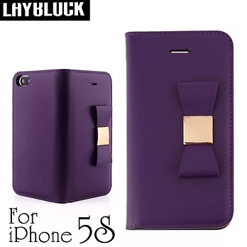 LAYBLOCK Ribbon Classic iPhone5/5S 手工真皮蝴蝶結保護套-紫