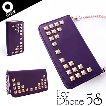 Gaze Glitter Diamond iPhone5/5S手工鉚釘真皮保護套(紫)