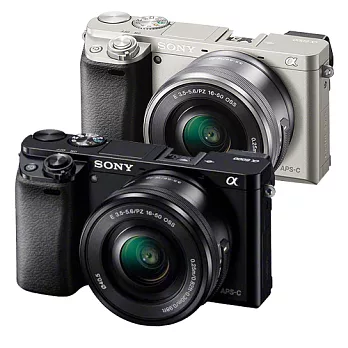 SONY A6000 附16-50mm 變焦單鏡組(中文平輸) - 加送SD16G+副廠鋰電池+防潑水相機包+相機清潔組+硬式保護貼銀色