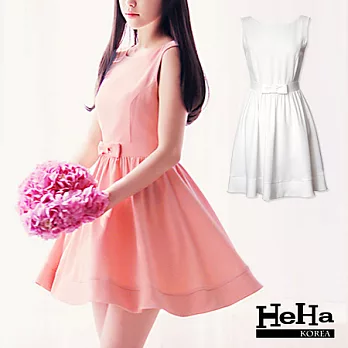 洋裝 蝴蝶結雪紡洋裝 二色-HeHa-XL(白色)