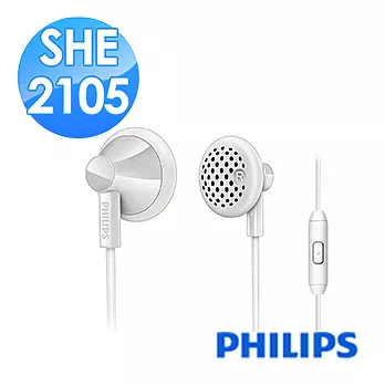 PHILIPS 飛利浦 手機專用 耳塞式耳機 SHE2105WT（經典白）