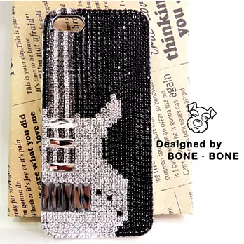 [BONE。BONE ]iPhone5/5s手機背蓋殼。龐克搖滾閃亮水鑽吉他造型-黑色#022