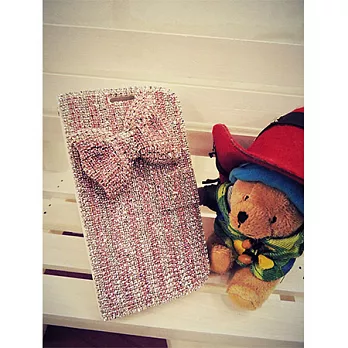 [BONE。BONE ]三星Samsung S4手機保護皮套。水鑽線條立體蝴蝶結-粉色#011