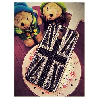 [BONE。BONE ]三星Samsung S4手機背蓋殼。英式經典閃亮水鑽國旗造型-黑色#013