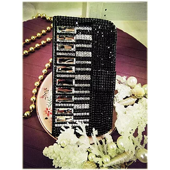 [BONE。BONE ]三星Samsung S4手機保護皮套。閃亮鋼琴造型-黑色#023