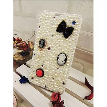 [BONE。BONE ]三星Samsung Note3手機保護皮套。法式蝴蝶結珍珠-桃紅色#057桃紅色