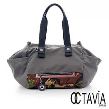 【Octavia 8 】尼龍大包 冷系迷彩飾條百變托特大包 - 森森綠森森綠