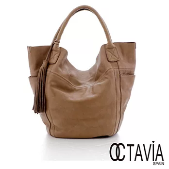 【Octavia 8 真皮】水洗羊皮文青包 羊皮流蘇手提包 - 日光灰日光灰
