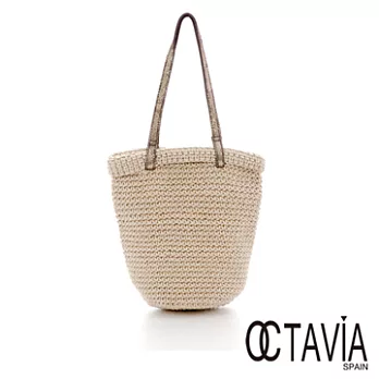 【Octavia 8 真皮】夏日風情牛袋背袋之棉感編織小包 - 限量金白限量金白