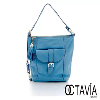 【Octavia 8 真皮】魔術二用小提包 牛皮馬蹄口袋二用小手提袋 - 羅蘭藍羅蘭藍