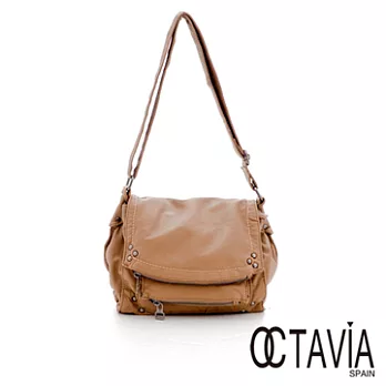 【Octavia 8 】水洗皮斜背包 跑跳蹦反摺多層拉鍊肩斜背二用包 - 隨意咖隨意咖