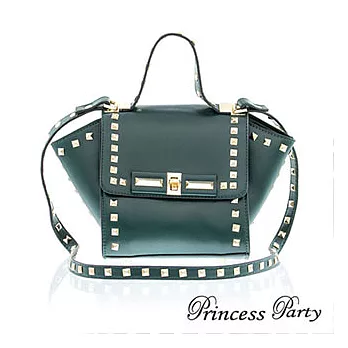 PrincessParty mini鉚釘真皮手提韓版女包(綠色)