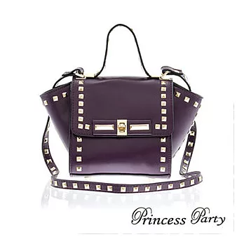 PrincessParty mini鉚釘真皮手提韓版女包(紫色)