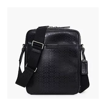 COACH壓印 PVC 材質皮飾邊(斜)肩背/飛行員/多功能包_黑色