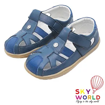 Sky World快樂郊遊手工寶寶鞋-個性藍21個性藍