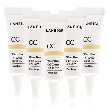 LANEIGE 蘭芝 牛奶光潤色CC霜SPF36/PA++#2自然色Pure Beige(5ML)X5入