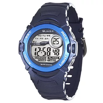 JAGA捷卡M876B多功能防水運動電子錶(深藍)