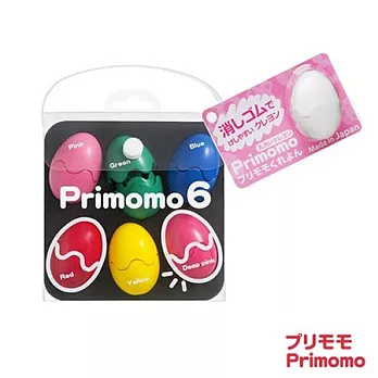【Primomo】普麗貓彩繪無毒蠟筆-蛋殼型/6色(附專屬蛋型橡皮擦)蛋殼型/6色