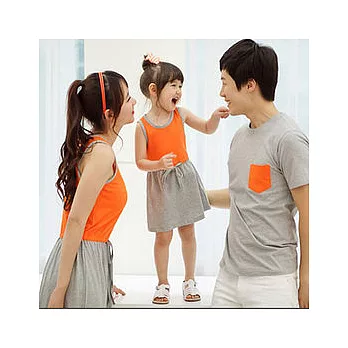[親子裝]OK夏日橘灰休閒連衣裙親子裝情侶裝(女士下單區)S橘灰