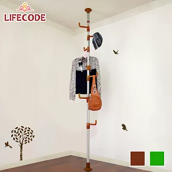 《LIFECODE》春樹頂天立地多用途衣帽/包包架 (咖啡色)