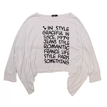 【UH】EDWIN -飛鼠寬袖短版文字T -FREE白色