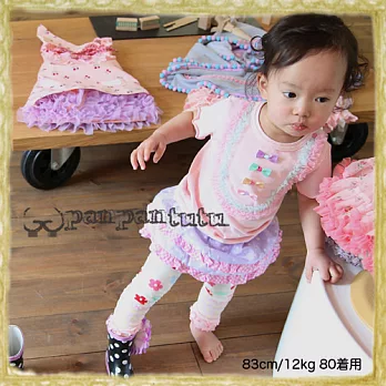 Panpantutu 蕾絲公主短袖上衣-粉綠M-90