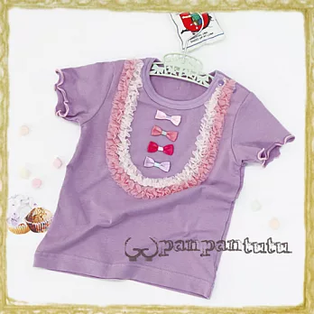 Panpantutu 蕾絲公主短袖上衣-紫粉M-90