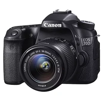 Canon EOS 70D 18-55mm STM變焦鏡組(中文平輸) - 加送SD16G+相機清潔組+硬式保護貼黑