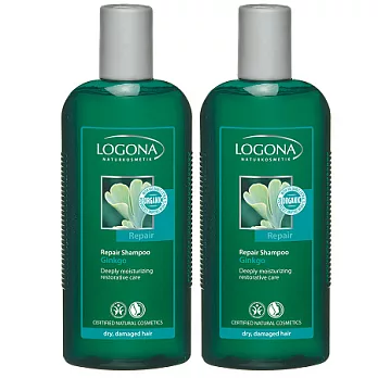 【即期品】LOGONA 銀杏光澤強化修護髮精 乾枯受損髮質適用 250ml 2入組