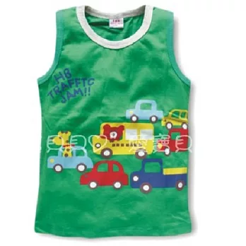 可愛動物.車車無袖上衣 無袖背心 汗衫 內衣 T恤 上衣(綠色車車)90綠色車車