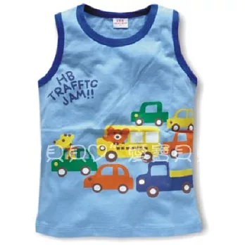 可愛動物.車車無袖上衣 無袖背心 汗衫 內衣 T恤 上衣(藍色車車)90藍色車車