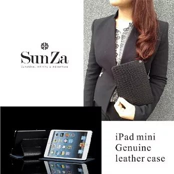 SunZa皇家寶石 iPad mini 真皮立式皮套鱷魚紋黑色