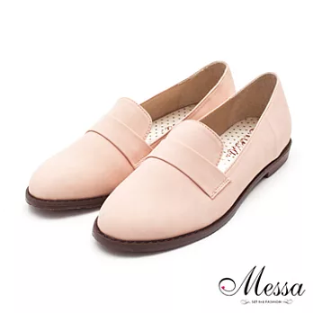 【Messa米莎】(MIT)紳士簡約素面內真皮樂福鞋-三色36粉紅色