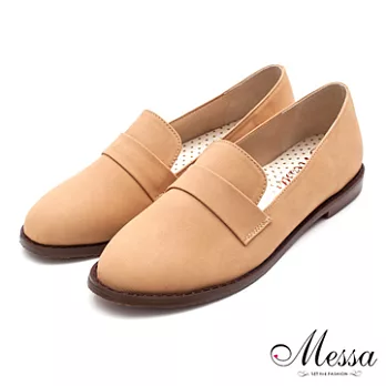 【Messa米莎】(MIT)紳士簡約素面內真皮樂福鞋-三色37棕色