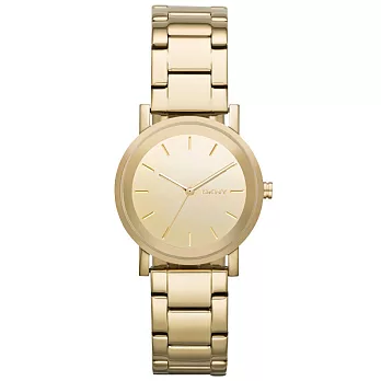 DKNY 紐約風格時尚三針腕錶-鏡面金
