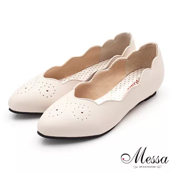 【Messa米莎】(MIT)花漾甜美純色內增高包鞋-四色36米色