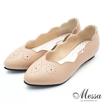 【Messa米莎】(MIT)花漾甜美純色內增高包鞋-四色35棕色