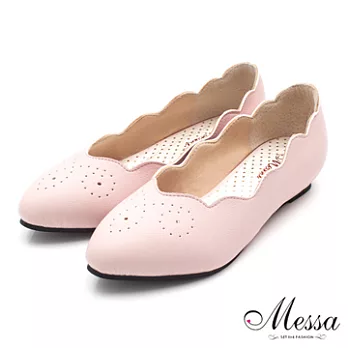 【Messa米莎】(MIT)花漾甜美純色內增高包鞋-四色35粉紅色