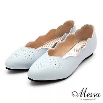 【Messa米莎】(MIT)花漾甜美純色內增高包鞋-四色36淺藍色