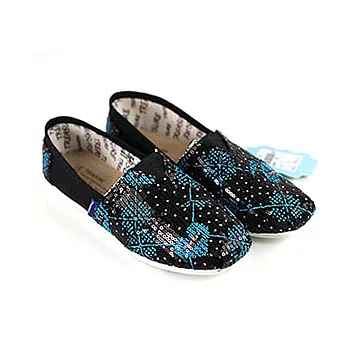 ◤Green Phoenix◥手縫亮片帆布懶人休閒鞋35黑色