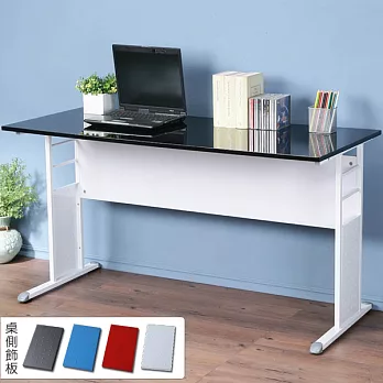 《Homelike》巧思辦公桌 亮白系列-黑色亮面烤漆140cm(四色可選)-純白色