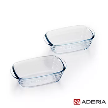 【ADERIA】日本進口長型微波玻璃烤盤對組